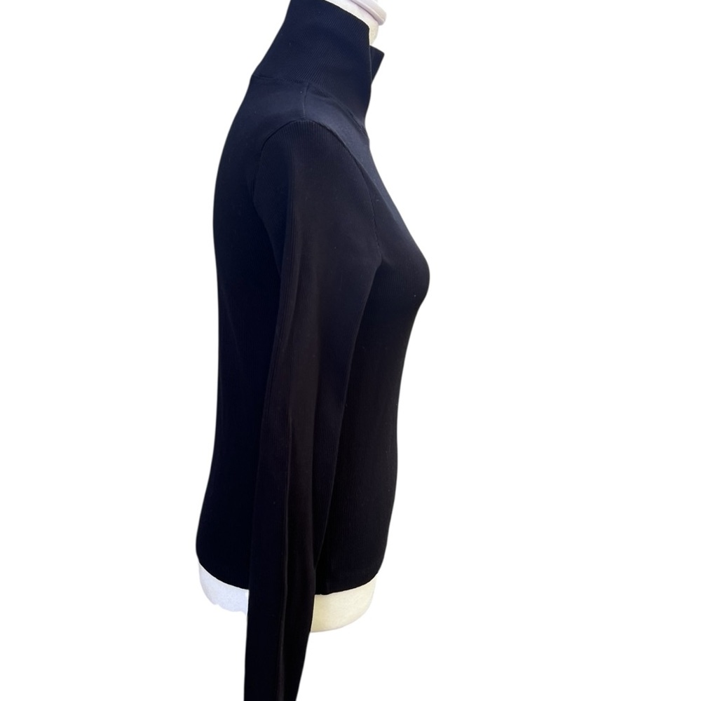 DONNI. Black Ribbed Turtleneck Top - Picture 5 of 7